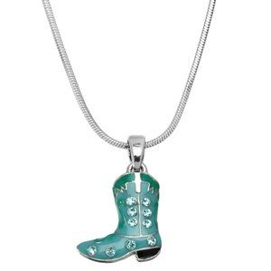 Cowboy boot Necklace/Green Cowgirl Boot Pendant/Western Cowboy Boot Necklace